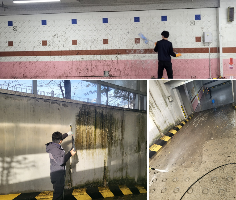의정부 주차장 청소 - 태평동 주민을 위한 깨끗한 주차 환경 관한 작업사진입니다.