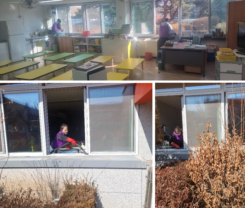 의정부 학교 창문 창틀 청소로 겨울 방학에도 할 수 있습니다. 관한 작업사진입니다.