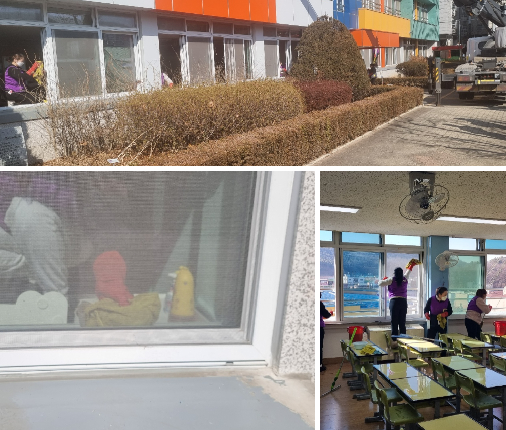 의정부 학교 창문 창틀 청소로 겨울 방학에도 할 수 있습니다. 관한 작업사진입니다.